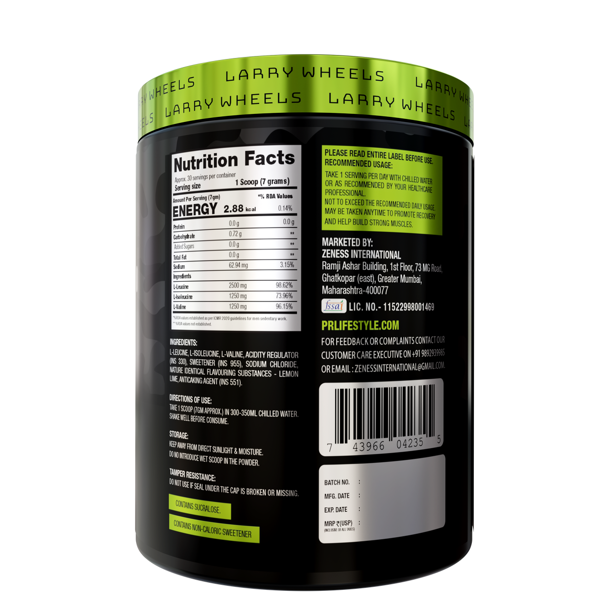 PR Supplements BCAA Branched-Chain Amino Acids Powder | 210g (30 Servings)