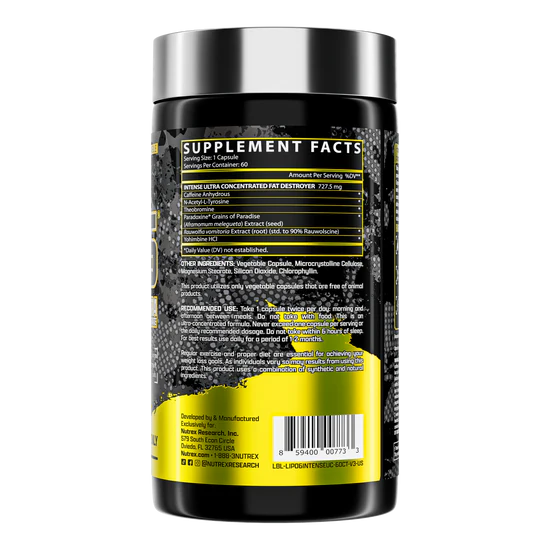 Nutrex Lipo 6 Intense Ultra Concentrate Intense Thermgenic Fat Desroyer - 60 Capsules