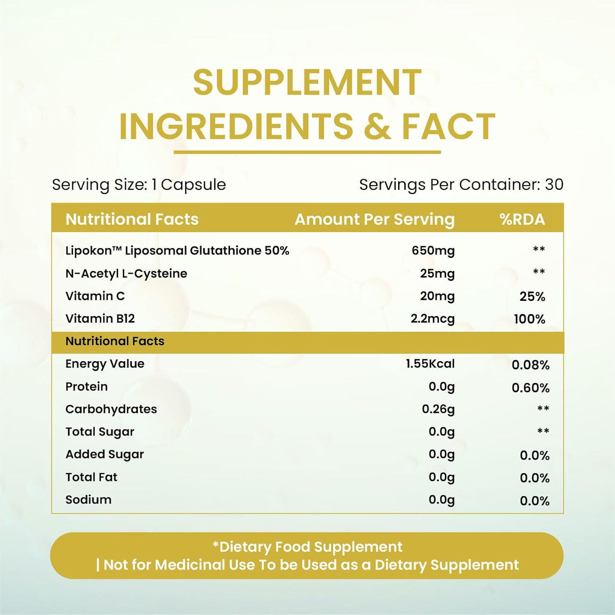 Vlado's Himalayan Organics Liposomal Glutathione 650mg | Skin & Liver Detox | 30 Caps