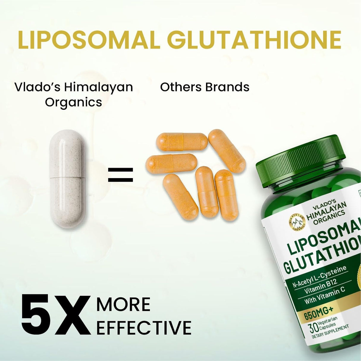 Vlado's Himalayan Organics Liposomal Glutathione 650mg | Skin & Liver Detox | 30 Caps