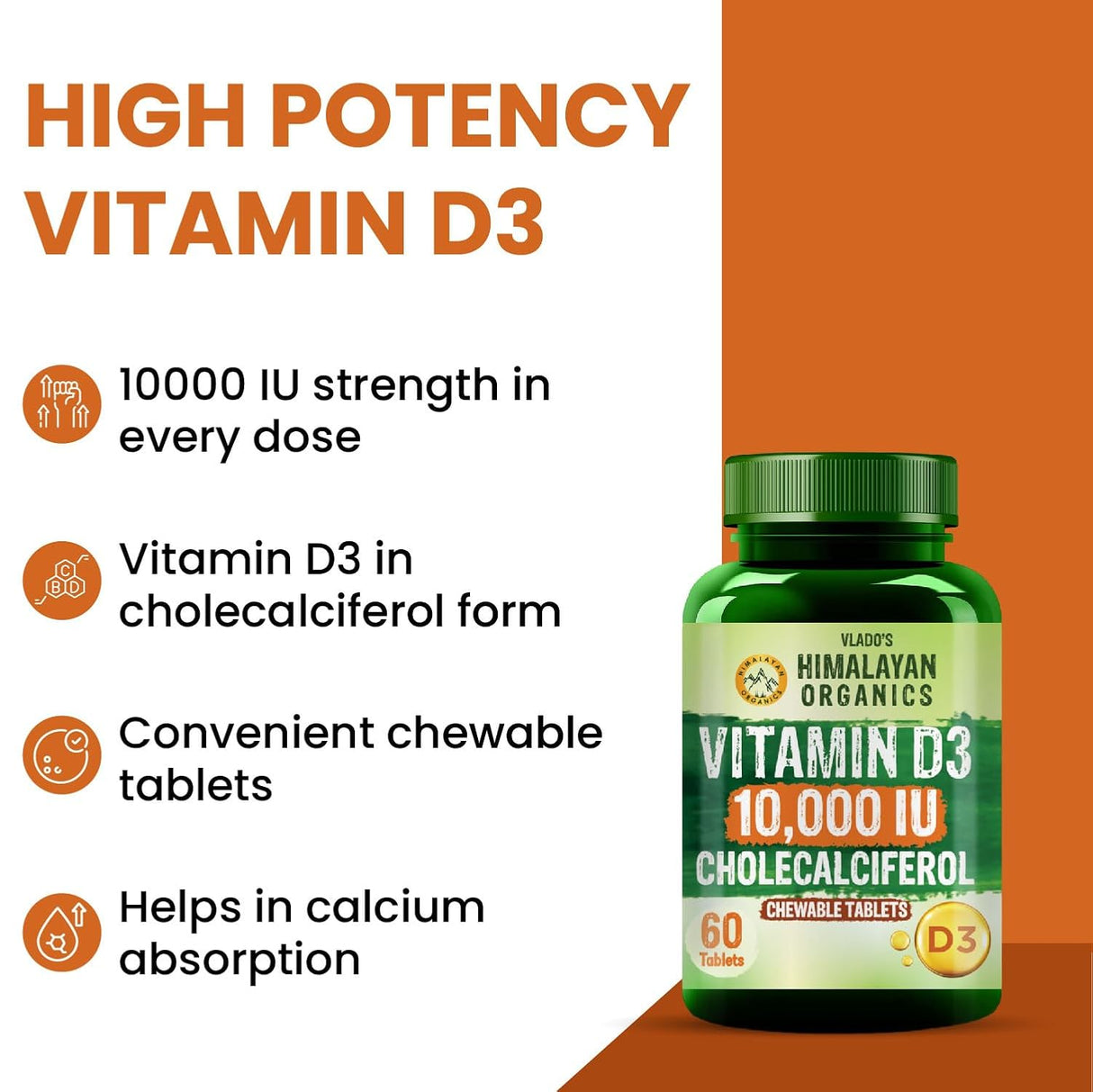 vlado’s himalayan organics vitamin d3 10000 iu chewable 