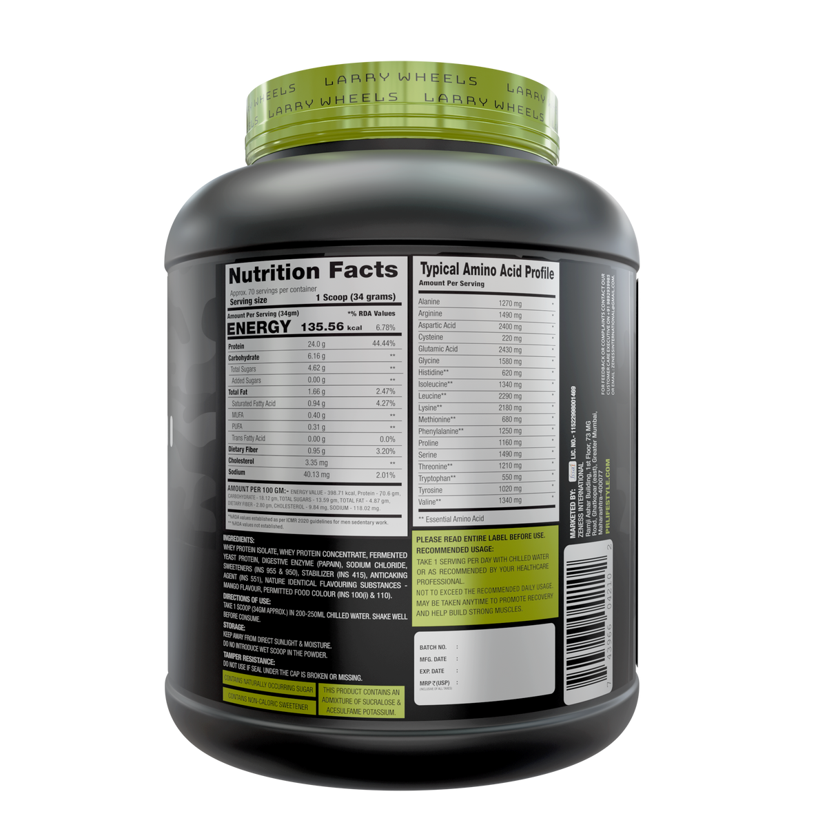 PR Supplements Larry Wheels Whey Protein Powder 2.38kg | Whey Protein Supplement