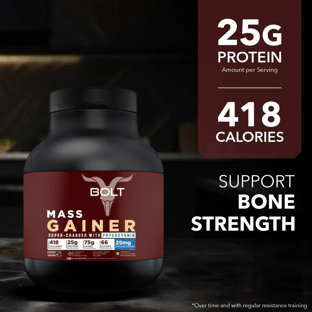 Bolt Nutrition Mass Gainer / Weight Gainer 5lb, 66 Servings