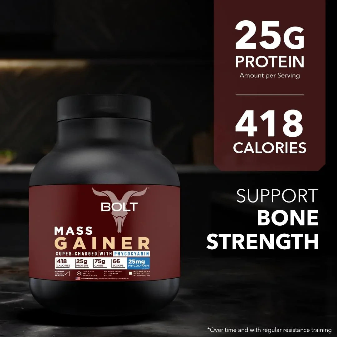 Bolt Nutrition Mass Gainer / Weight Gainer 5lb, 66 Servings