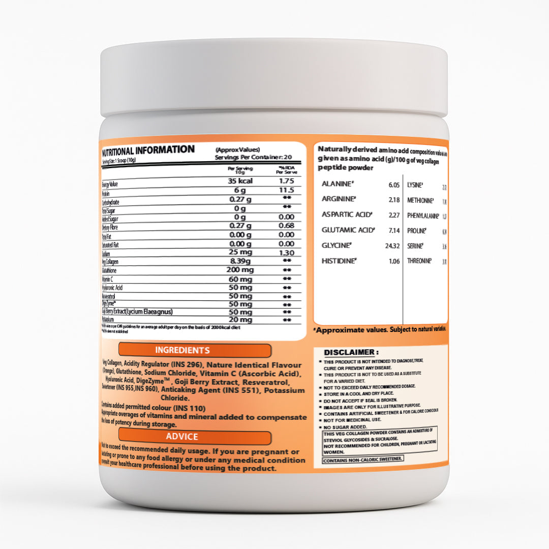 Ripped Up Nutrition Veg Collagen 200g, 20 Servings