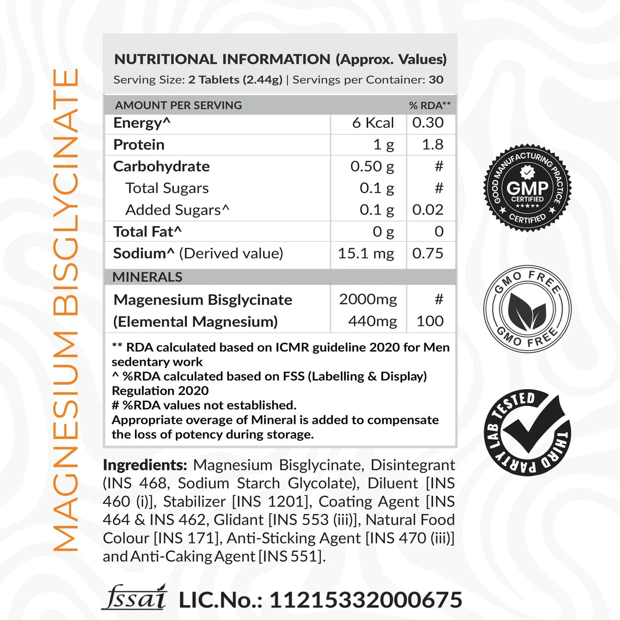 AS-IT-IS ATOM Magnesium Bisglycinate, 440mg Elemental Mg - 60 Tablets