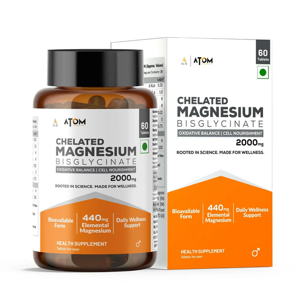 AS-IT-IS ATOM Magnesium Bisglycinate, 440mg Elemental Mg - 60 Tablets