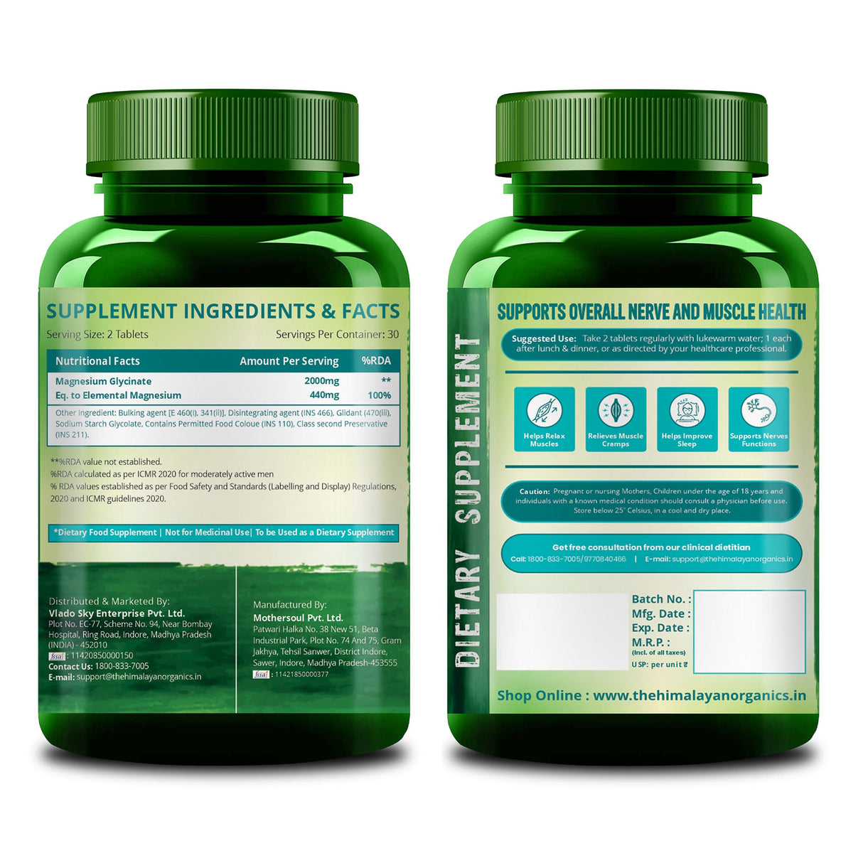 Himalayan Organics, Magnesium Glycinate, 2000mg 