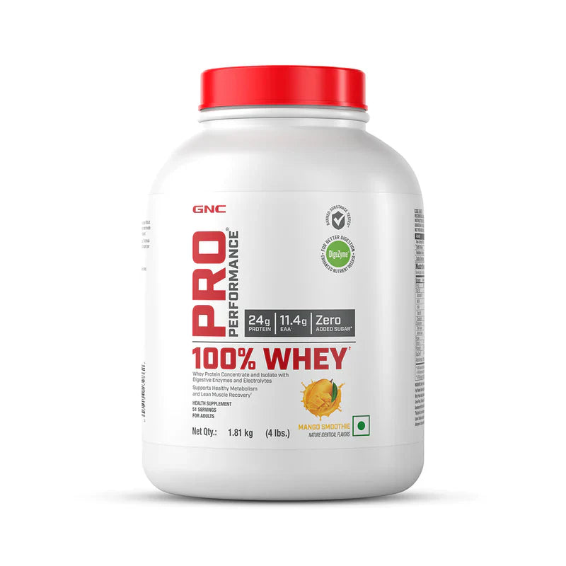 GNC Pro Performance 100% Whey Protein 4 Lbs + Nutristar Micronized CREA Gold Creatine Monohydrate 250g (83 Servings) - High-Performance Strength Combo