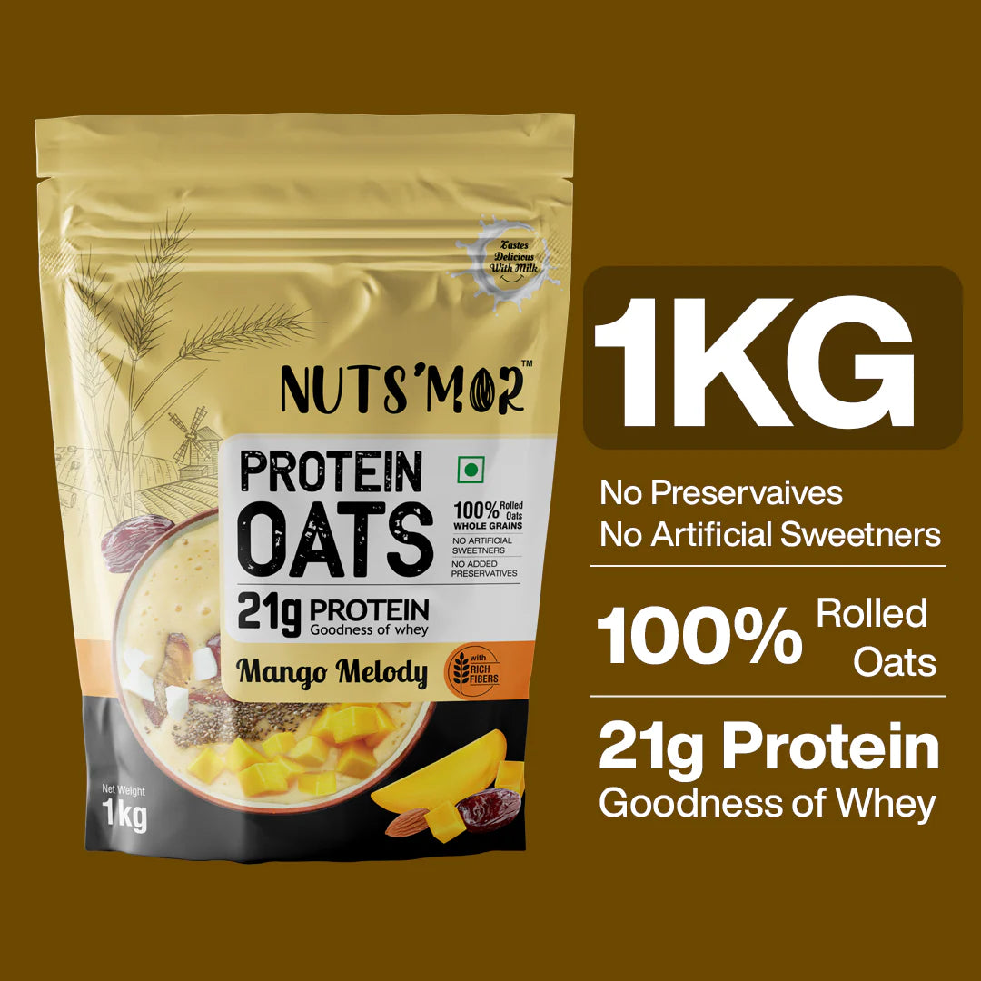 Nuts'Mor High Protein Oats with Goodness of Whey - 1Kg | 20 Servings
