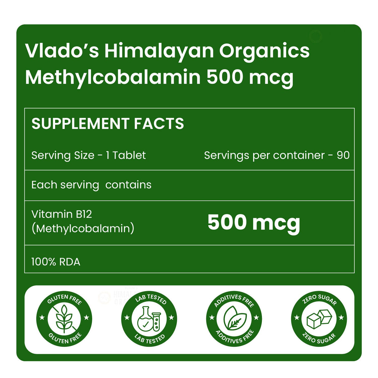 Himalayan Organics, Vitamin B12, 500mcg 