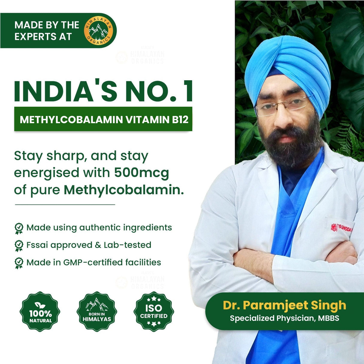 Himalayan Organics, Vitamin B12, 500mcg 