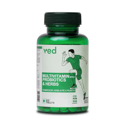 VEDayu Multivitamin Tablets for Men & Women with Probiotics & Ginseng | Multivitamin supplement with 45 Ingredients - 30 Tablets