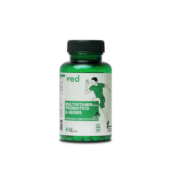 VEDayu Multivitamin Tablets for Men & Women with Probiotics & Ginseng | Multivitamin supplement with 45 Ingredients - 60 Tablets