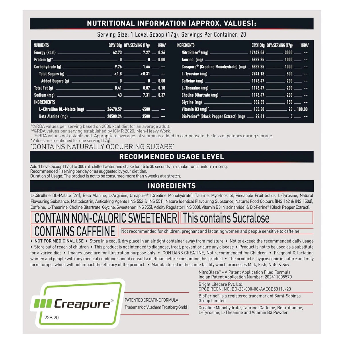 MuscleBlaze Pre Workout WrathX - 20 Servings