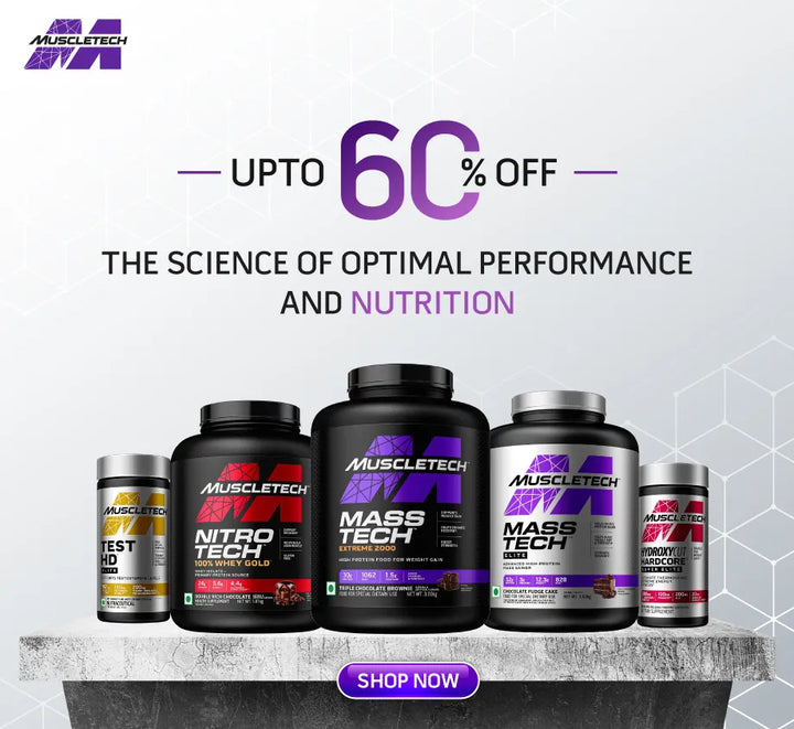 MuscleTech performance nutrition supplements with up to 60 % off