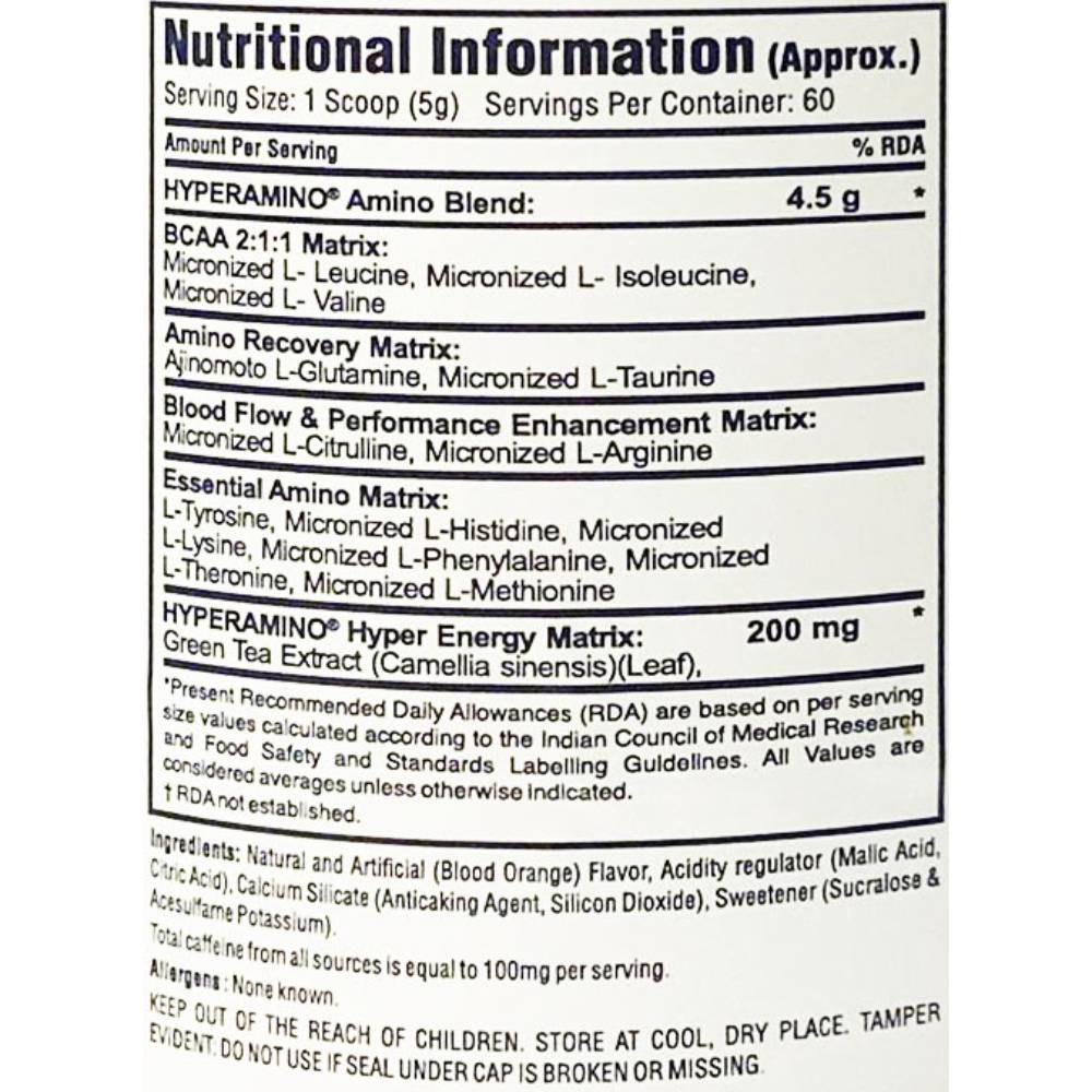 Gaspari Nutrition Hyper Amino, 300 Gm - 60 Servings