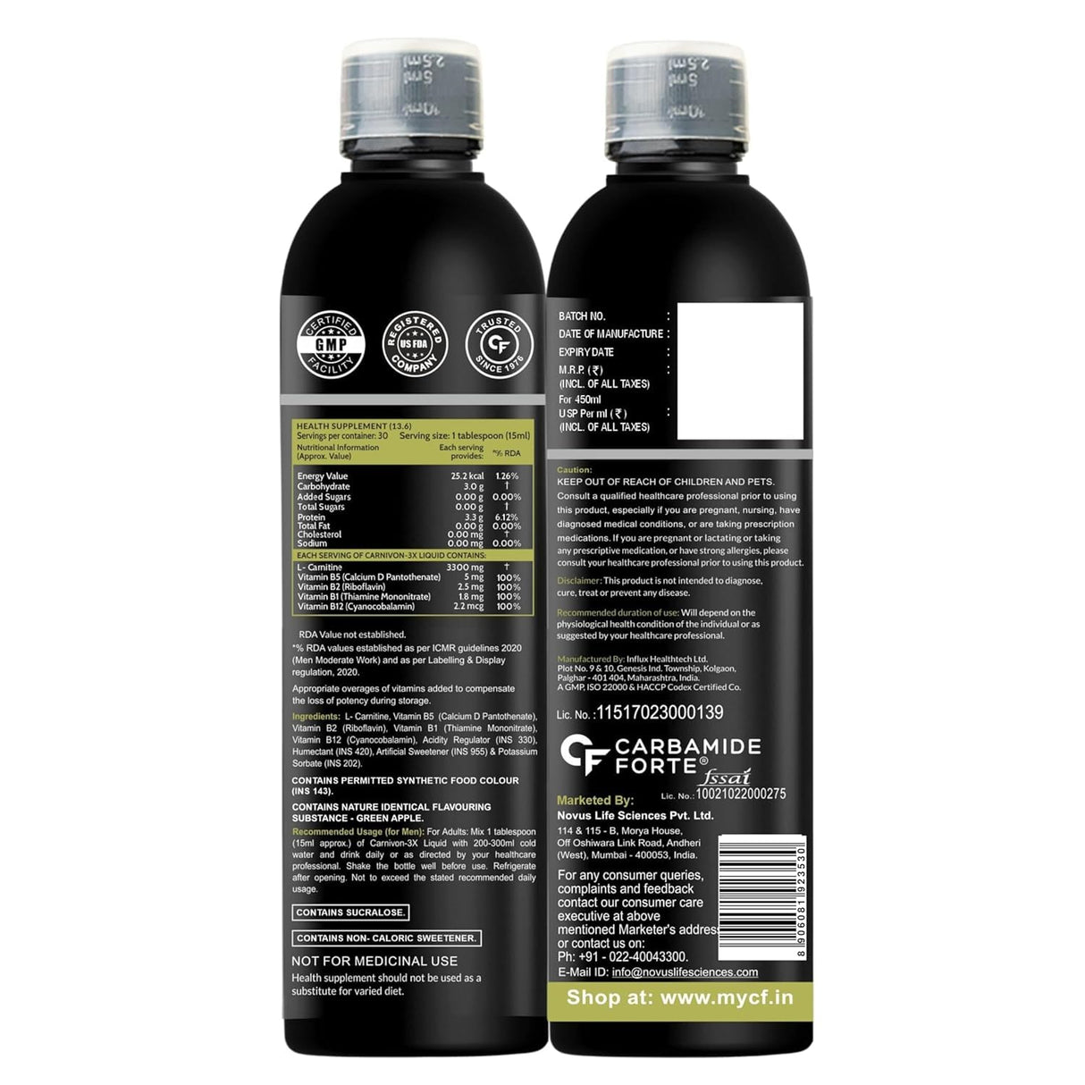 Carbamide Forte L-Carnitine 3300mg Liquid - 450ml