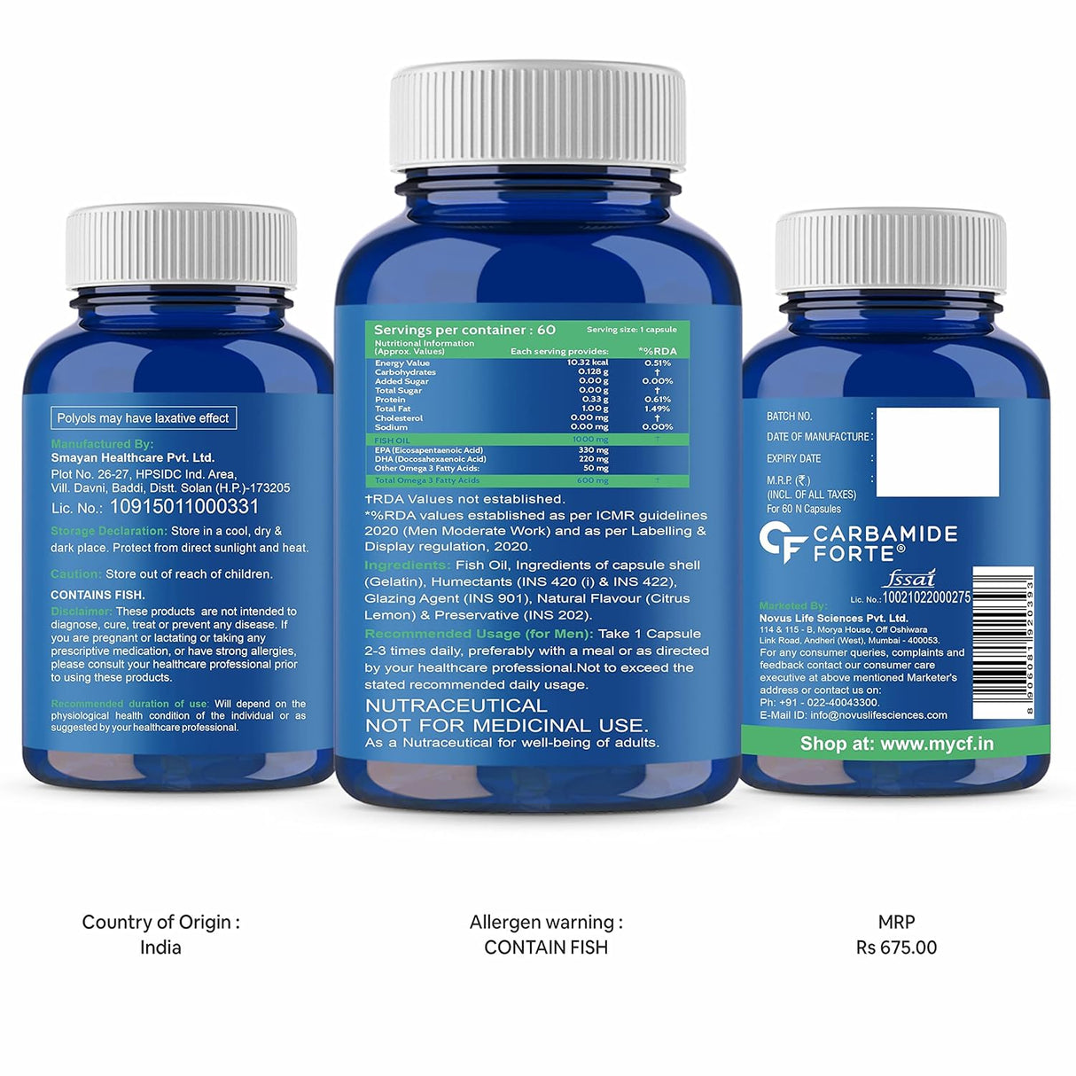 Carbamide Forte Double Strength Fish Oil - 60 Tablets