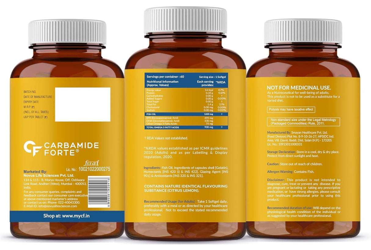 Carbamide Forte Triple Strength Fish Oil - 60 Tablets