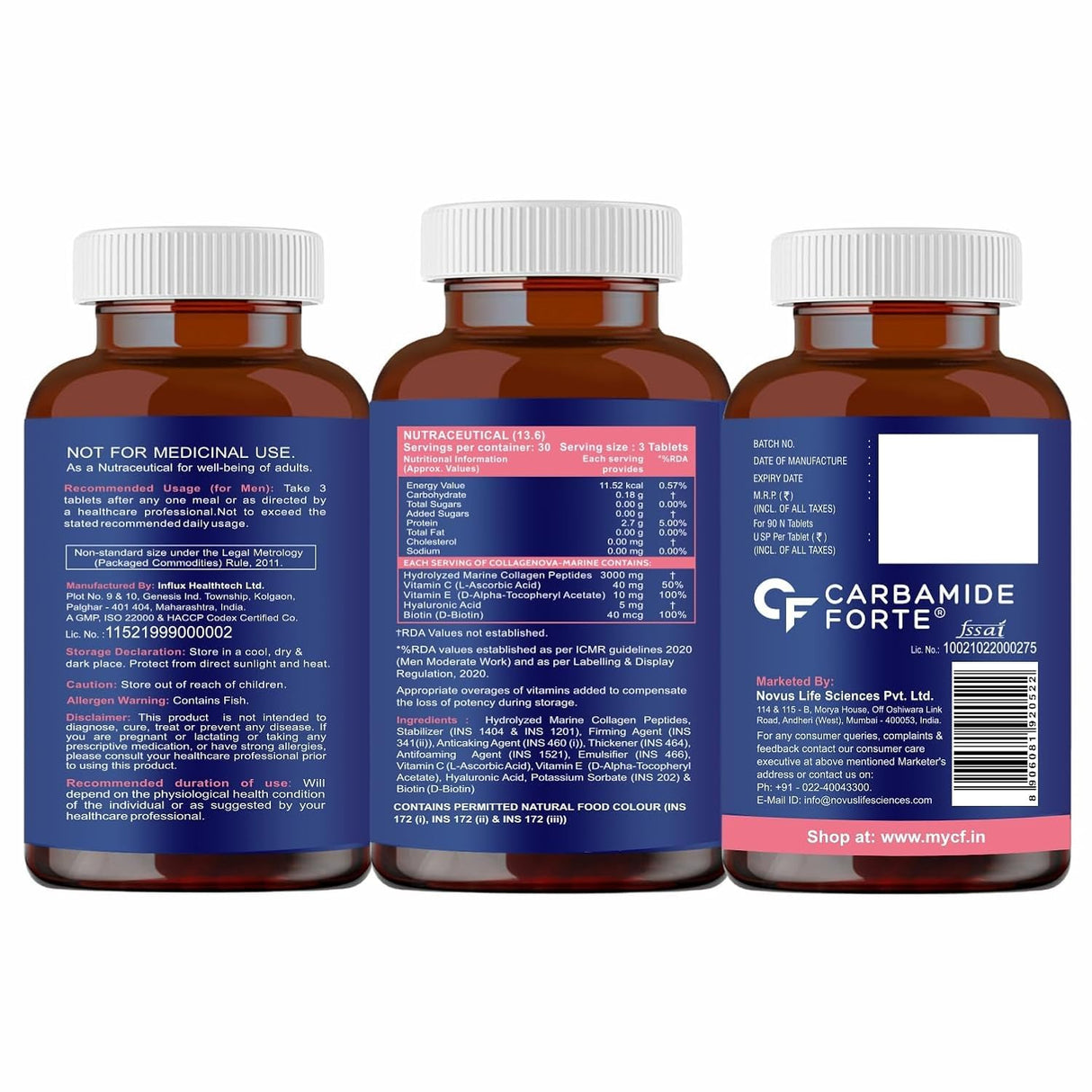 Carbamide Forte Marine Collagen for Skin 3000mg - 90 Tablets