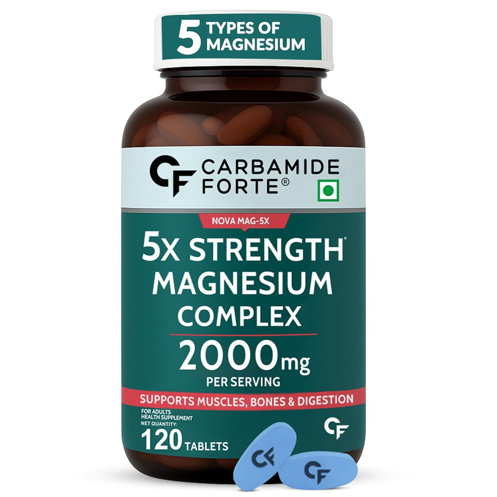 Carbamide Forte Magnesium Glycinate & Citrate 2000mg | 5X Strength Mineral Complex | 120 Tablets
