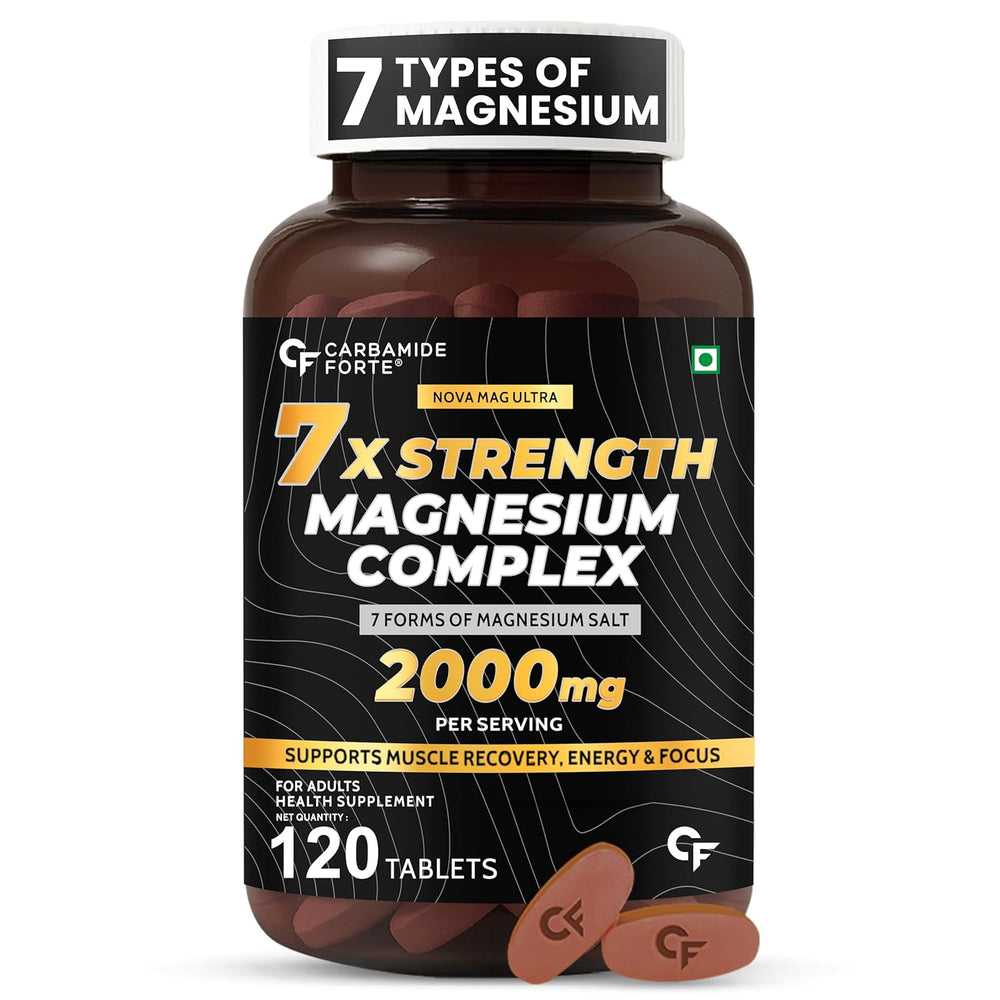 Carbamide Forte Magnesium Glycinate & Citrate 2000mg | 7X Strength Mineral Complex | 120 Tablets