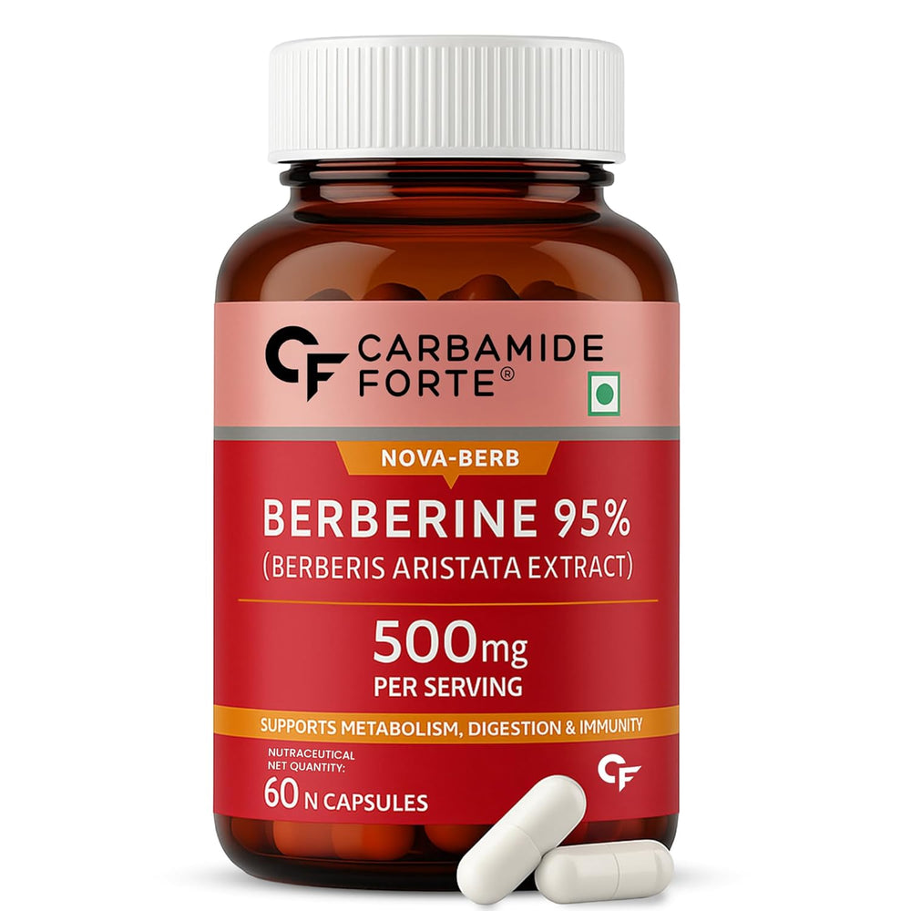 Carbamide Forte Berberine 95% with Milk Thistle & Cinnamon | Metabolic Support | 60 Veg Capsules