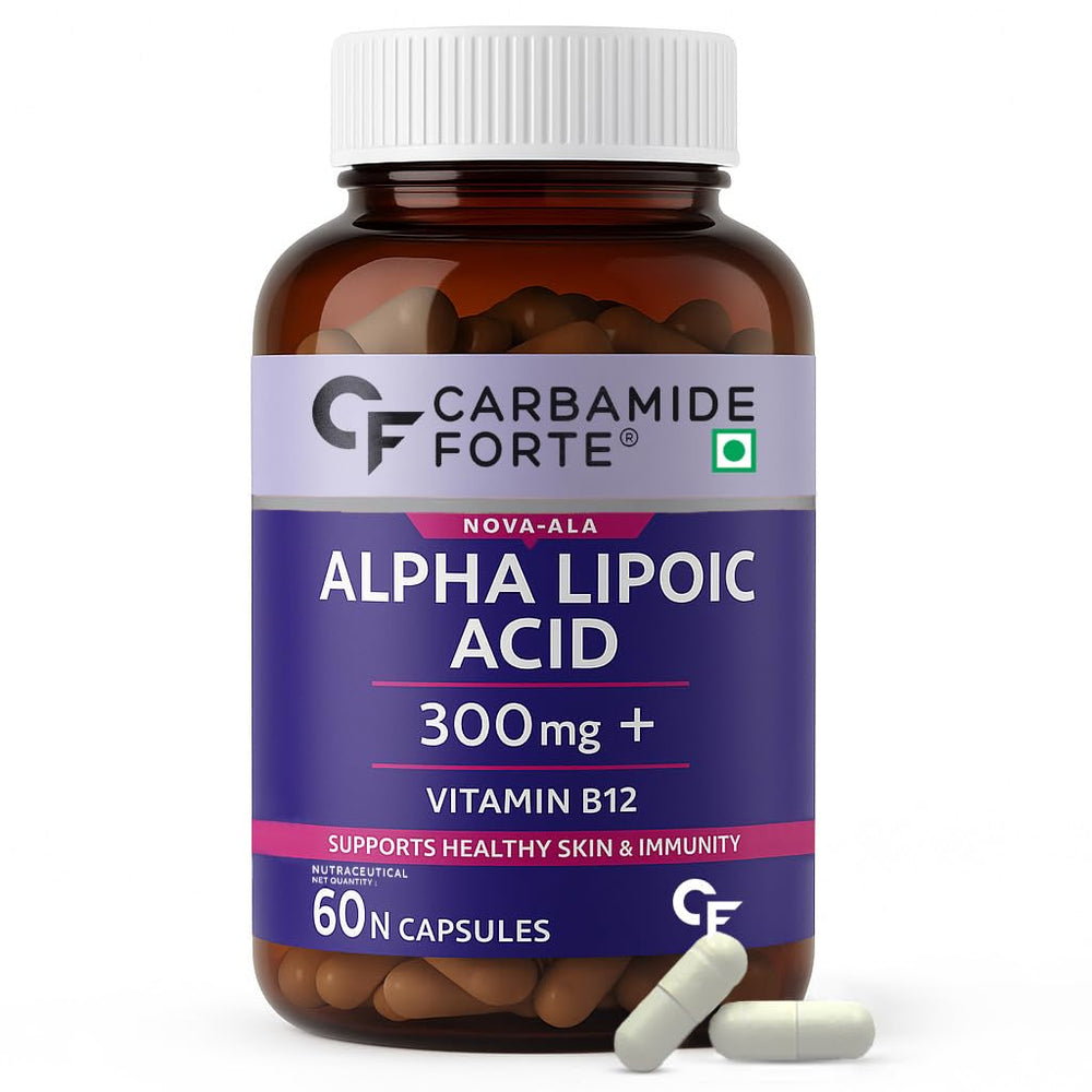Carbamide Forte Alpha Lipoic Acid (ALA) 300mg | with Vitamin B12 & Lycopene for Skin & Immunity | 60 Veg Capsules