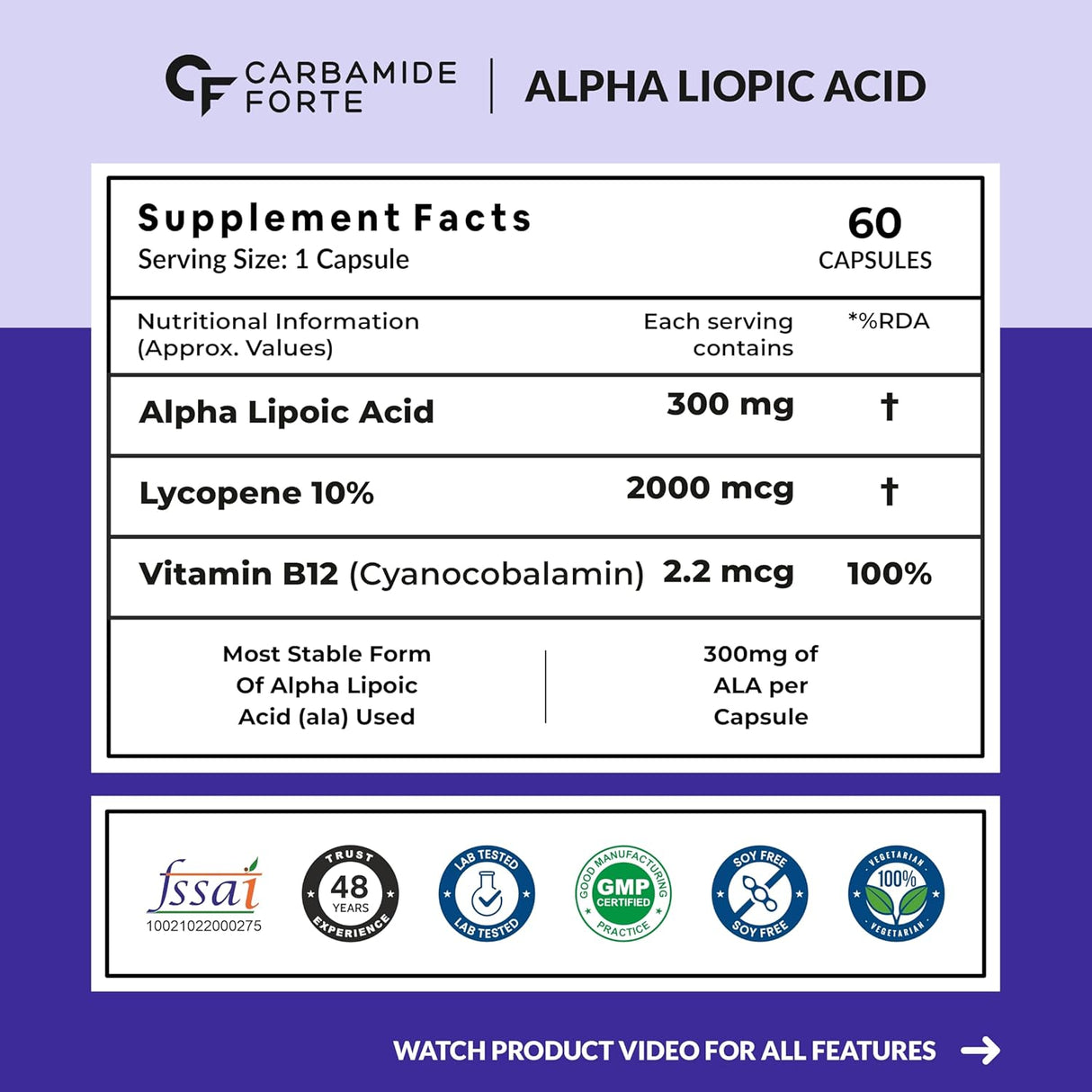 Carbamide Forte Alpha Lipoic Acid (ALA) 300mg