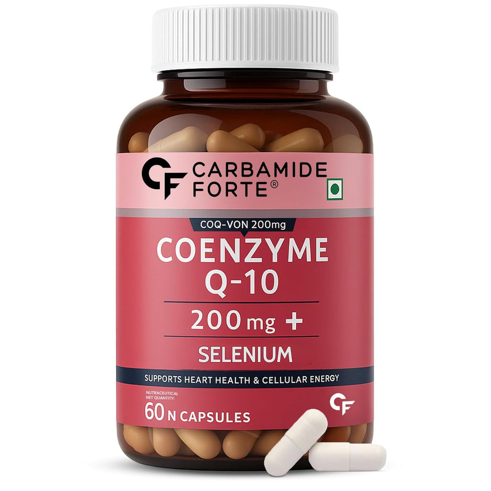 Carbamide Forte Coenzyme Q10 (CoQ10) 200mg | with Selenium 40mcg for Heart & Vascular Health | 60 Veg Capsules