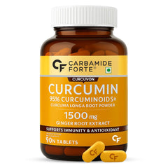 Carbamide Forte Curcumin 95% Curcuminoids with Piperine | Turmeric & Ginger Anti-Inflammatory | 90 Veg Tablets