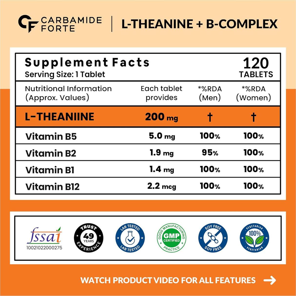 Carbamide Forte L-Theanine 200mg with Vitamin B Complex
