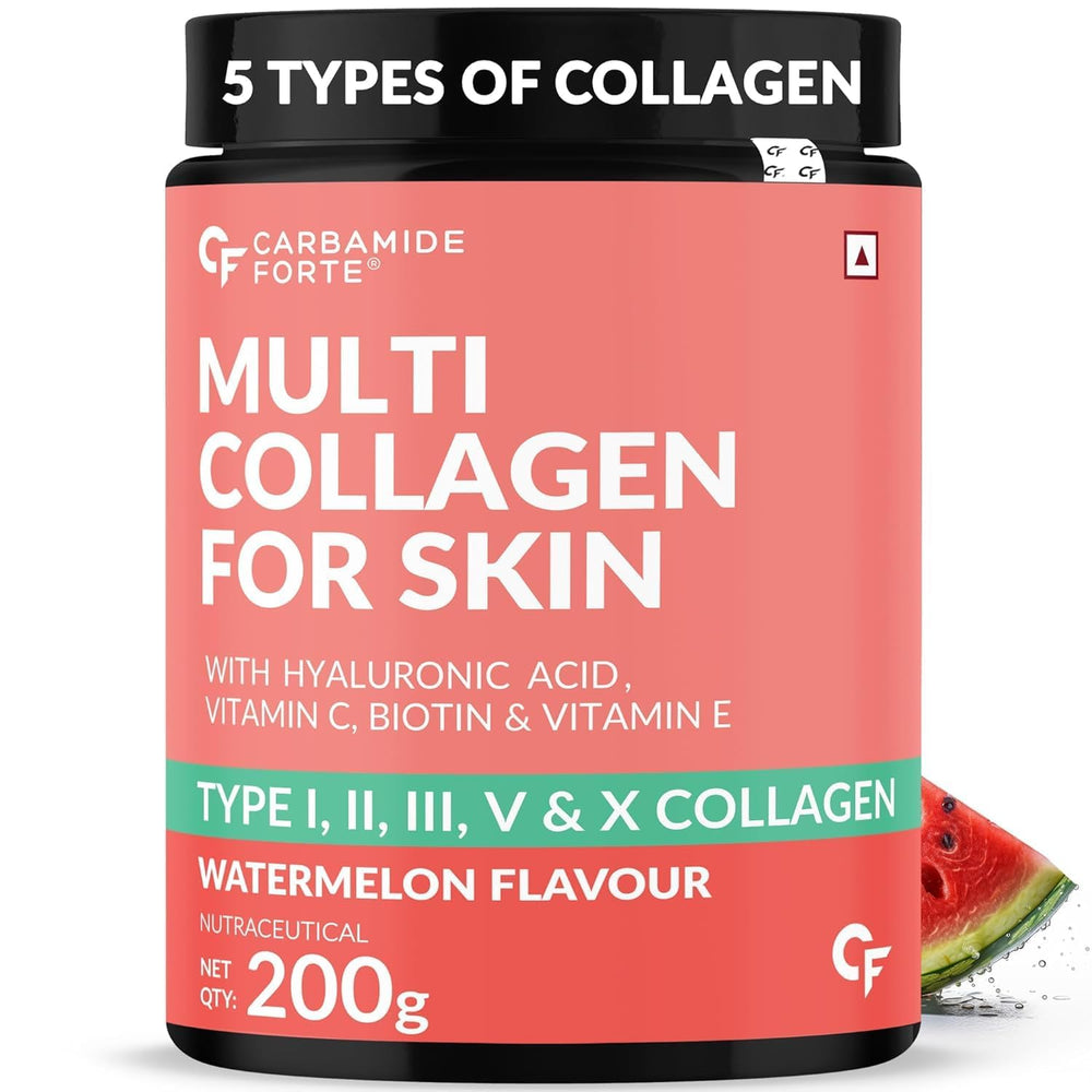 Carbamide Forte Multi Collagen 5 Types Marine Collagen Powder | Skin & Glowing Beauty Support | 200g
