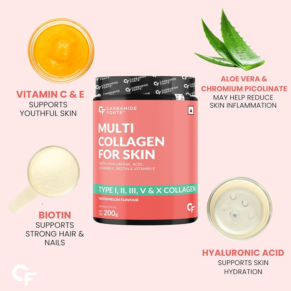 Carbamide Forte Multi Collagen 5 Types Marine Collagen Powder