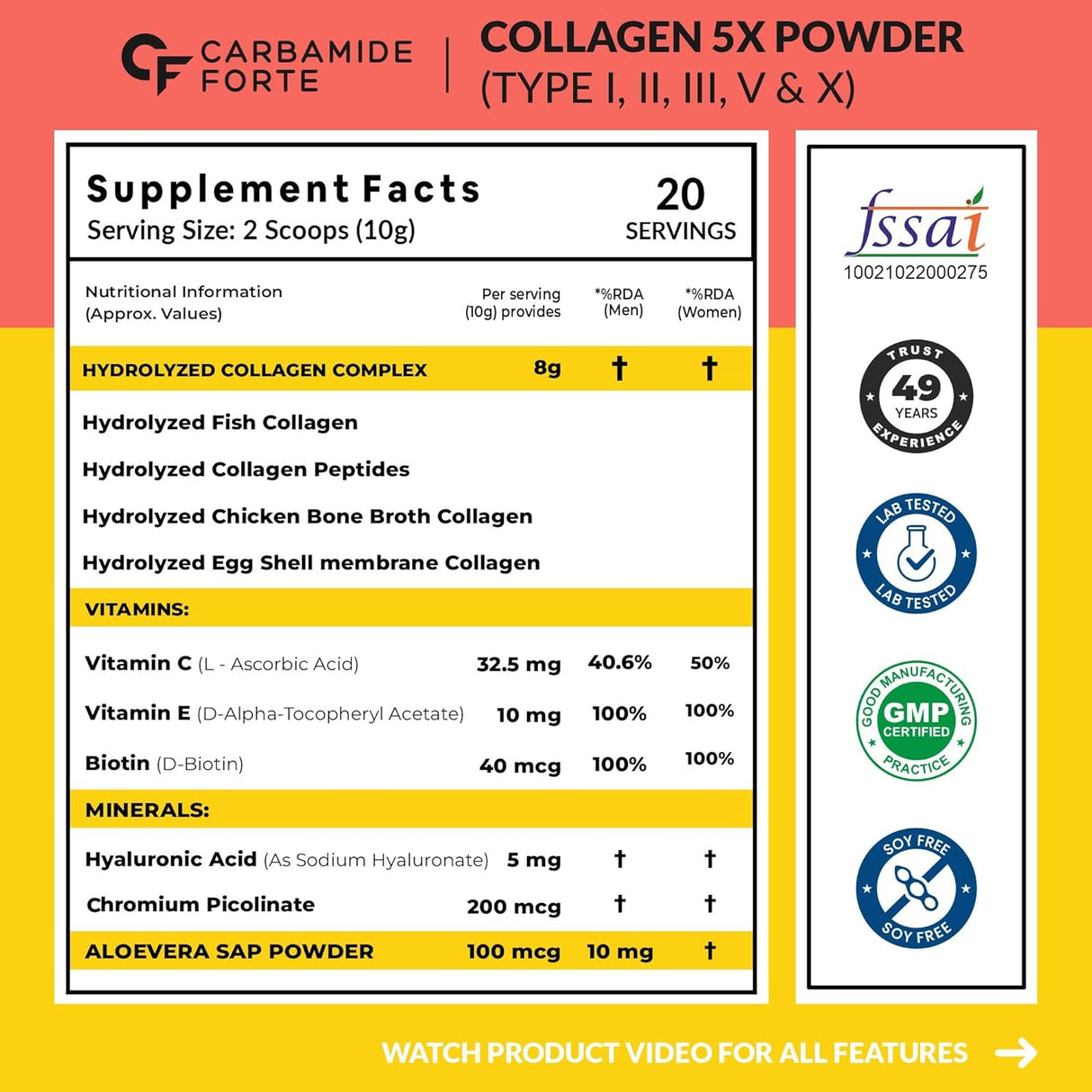 Carbamide Forte Multi Collagen 5 Types Marine Collagen Powder