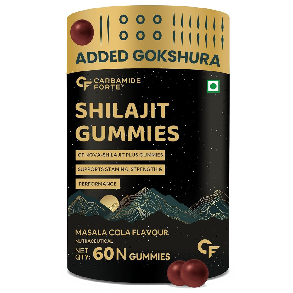 Carbamide Forte Shilajit Gummies for Men | with Swarna Bhasma, Gokshura & Ashwagandha | 60 Veg Gummies