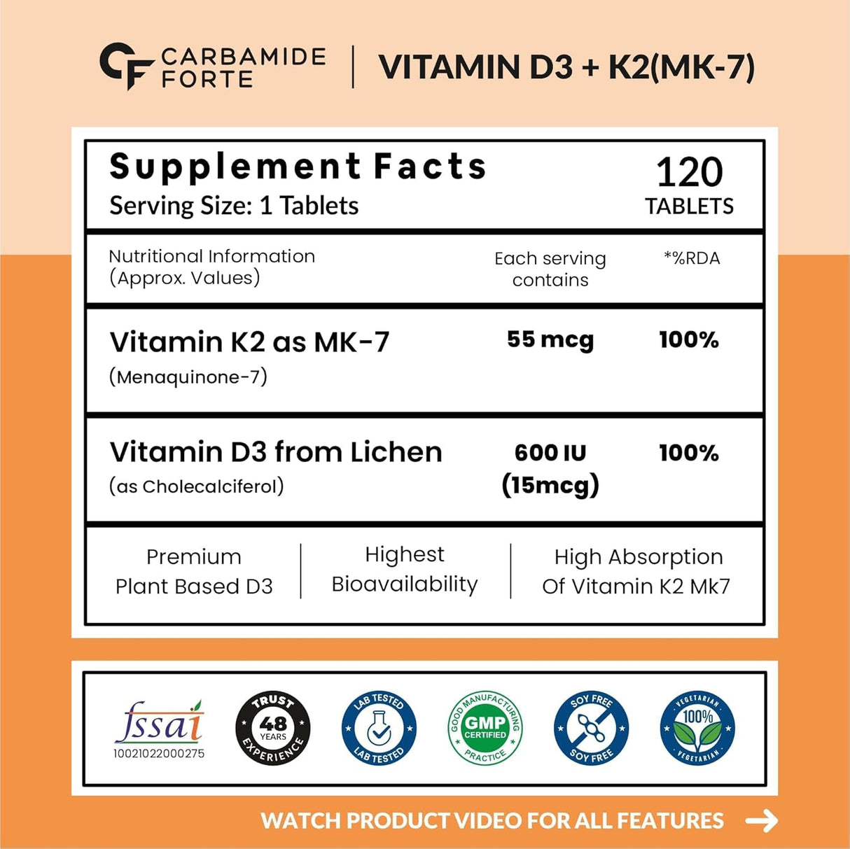 Carbamide Forte Vitamin D3 + K2 (MK7)