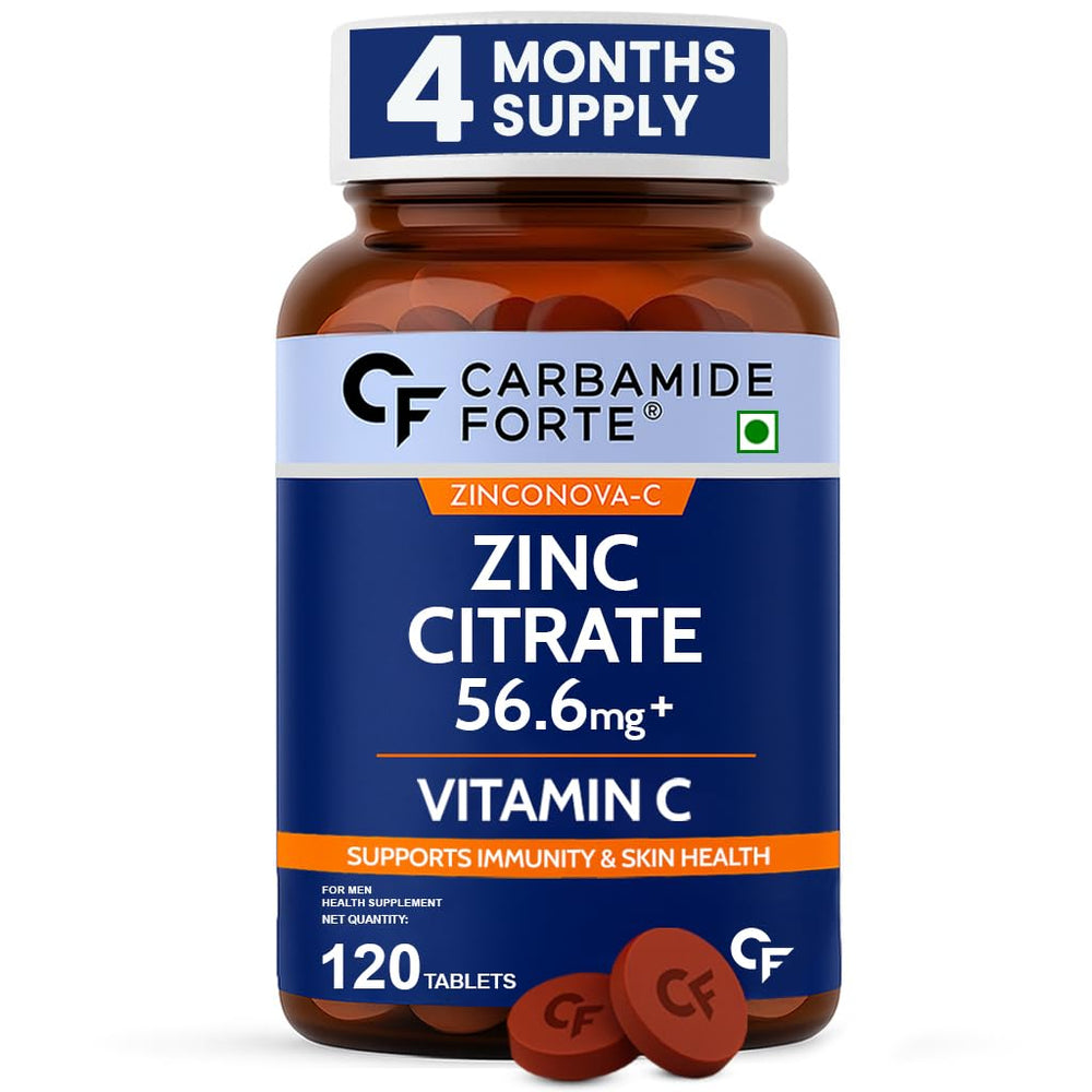 Carbamide Forte Zinc Citrate with Vitamin C | 100% RDA for Immunity & Cellular Health | 120 Tablets