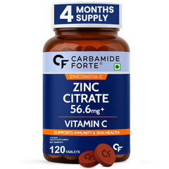 Carbamide Forte Zinc Citrate with Vitamin C | 100% RDA for Immunity & Cellular Health | 120 Tablets