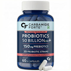 Carbamide Forte Probiotics 50 Billion CFU | Gut Health & Cleanse with Prebiotics | 60 Capsules