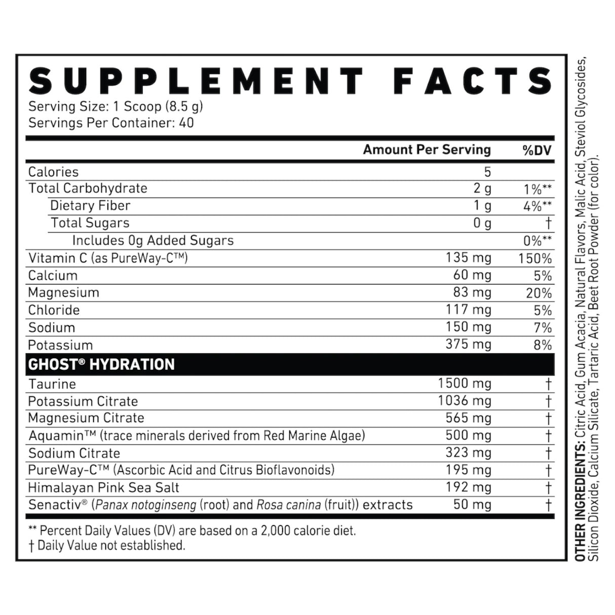 Ghost Hydration Electrolyte Powder, 340g (40 Servings)