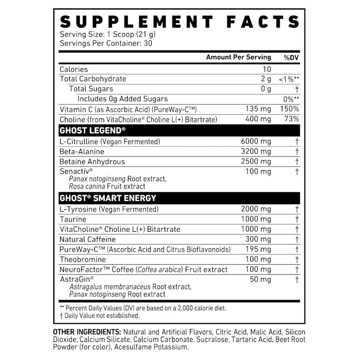 Ghost Legend Pre-Workout Powder 630g 30 Servings 630g