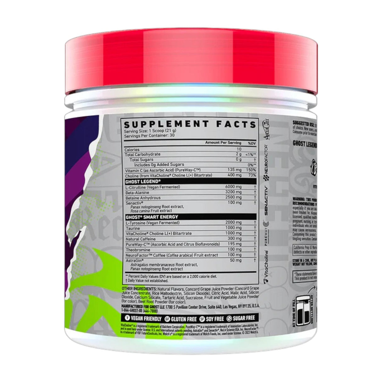 Ghost Legend Pre-Workout Powder 630g 30 Servings 630g