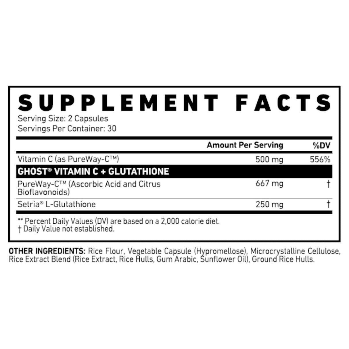 Ghost Vitamin C + Glutathione 200g 60 Capsules