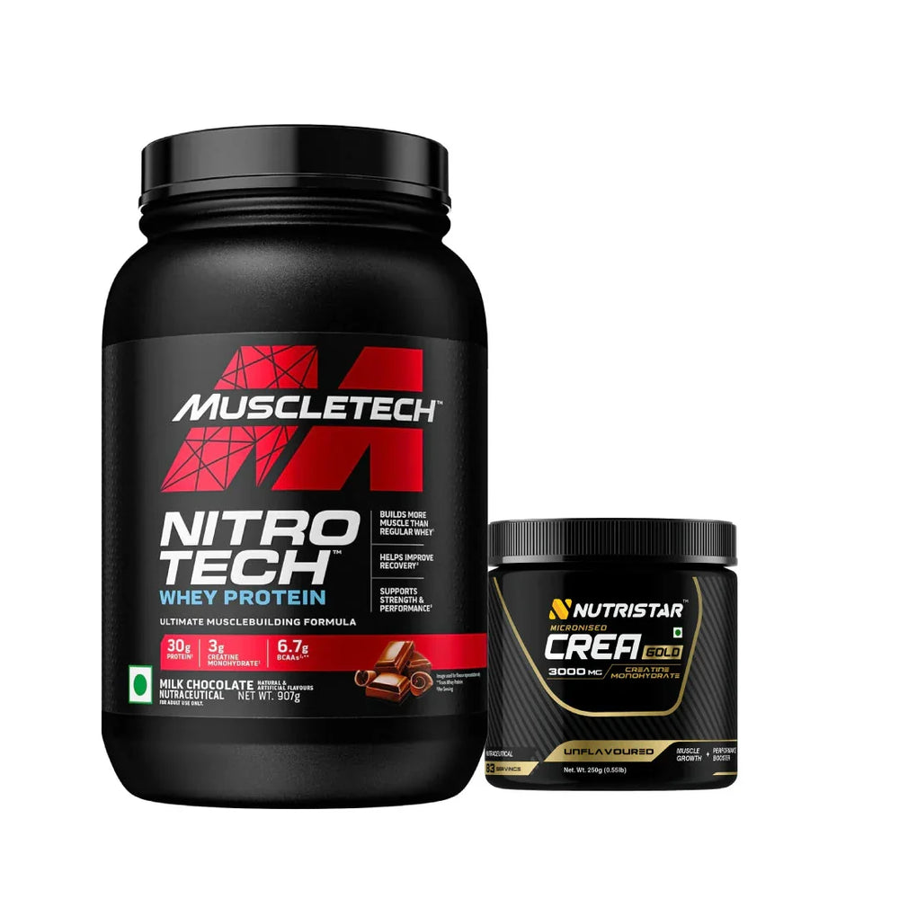 MuscleTech Nitro-Tech Whey (2lbs) + CREA Gold (100g) - Strength Boost Combo