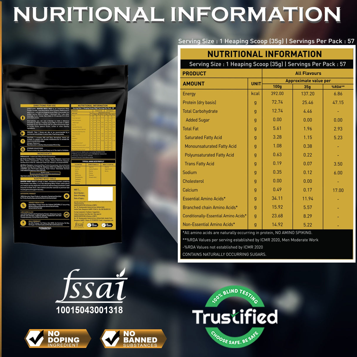 NAKPRO Gold Whey Protein Isolate & Concentrate 2 Kg
