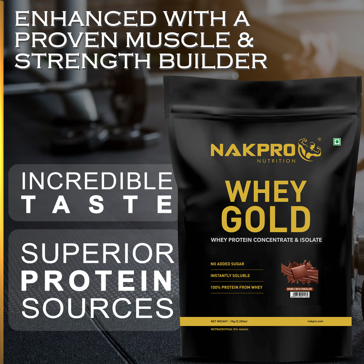 NAKPRO Gold Whey Protein Isolate & Concentrate 2 Kg