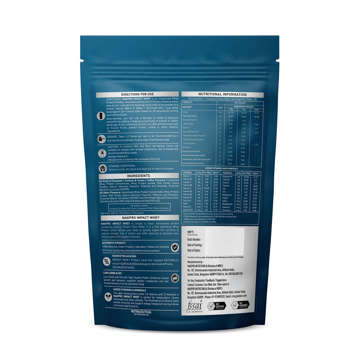 NAKPRO Impact Whey Protein Concentrate & Isolate 1 Kg