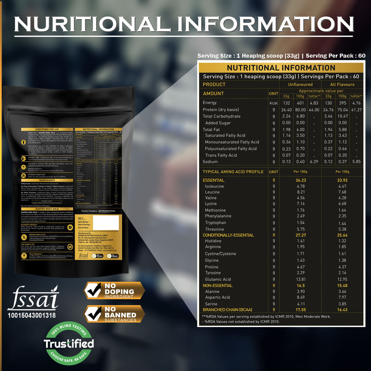 NAKPRO Gold Whey Protein Isolate & Concentrate 2 Kg